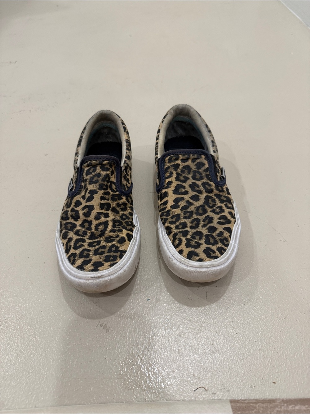 Vans Leopard Print Slip-On Sneakers - Tan and Black